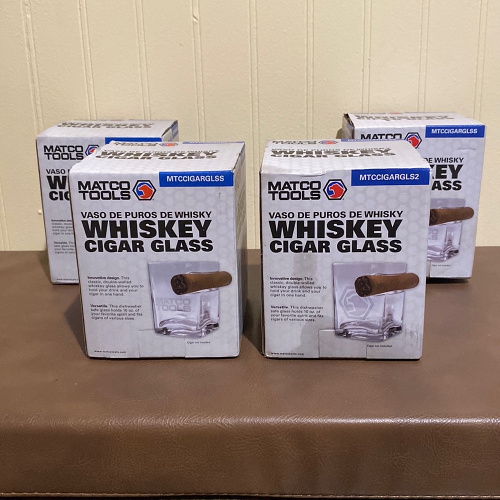NWOT Matco whiskey cigar glasses individual
